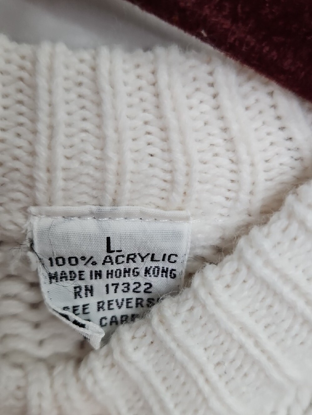 Y2K Pamela Farrell White Knit Cropped Sweater Black Argyle Buttons Details Sz L - Picture 4 of 6